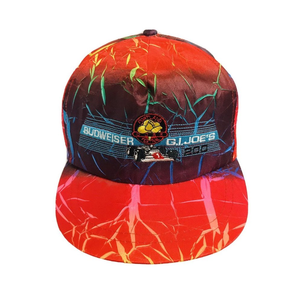 Vintage Budweiser Portland GI Joes Race Car Racing Snapback Neon 90’s Hat
